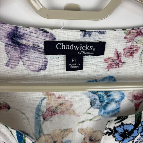 Chadwicks of Boston Petite Large Sleeveless Midi Maxi Dress Linen Blend Floral - Picture 6 of 7